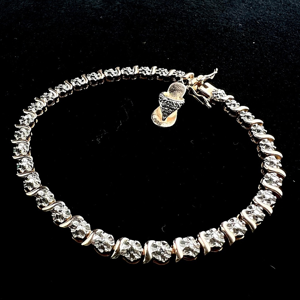 Faux Diamond Tennis Bracelet With Adorable Charm